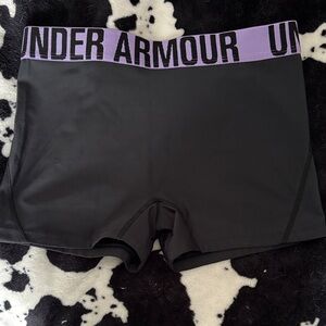 Under Armour Black Bike Shorts with Purple Waistband